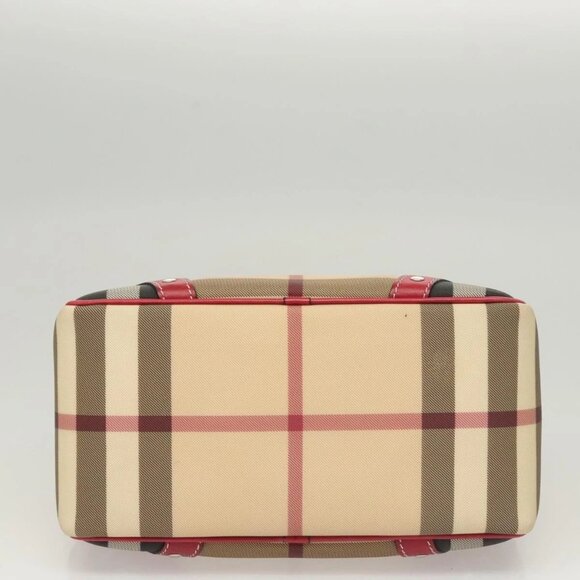 BURBERRY Nova Check Hand Bag PVC Beige Silver Auth 120678 - Picture 7 of 16